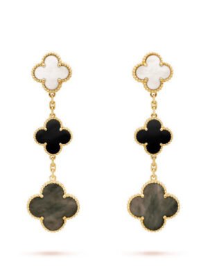 18K Magic Alhambra Three Pearls Motifs Earrings