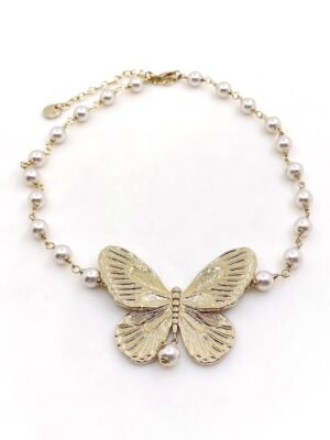 18K CD Butterfly Pearls Bracelet