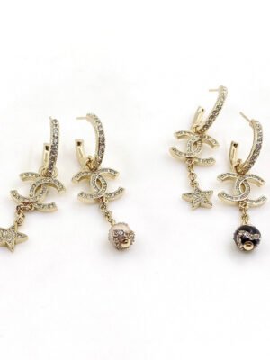 18K CC Pearl Long Pendant Earrings