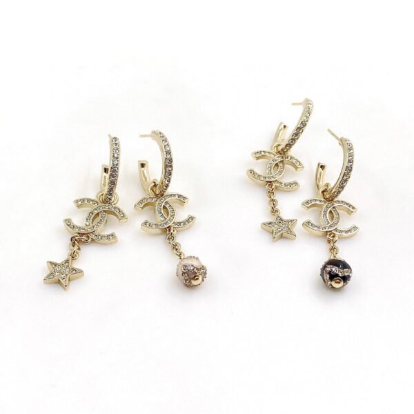 18K CC Pearl Long Pendant Earrings