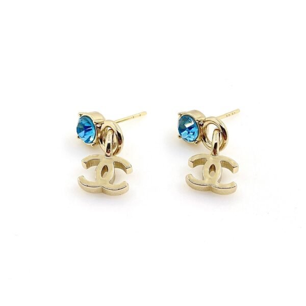 18K CC Blue Crystal Earrings