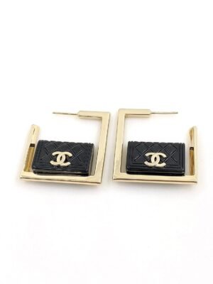 18K CC Black Bag Pendant Earrings