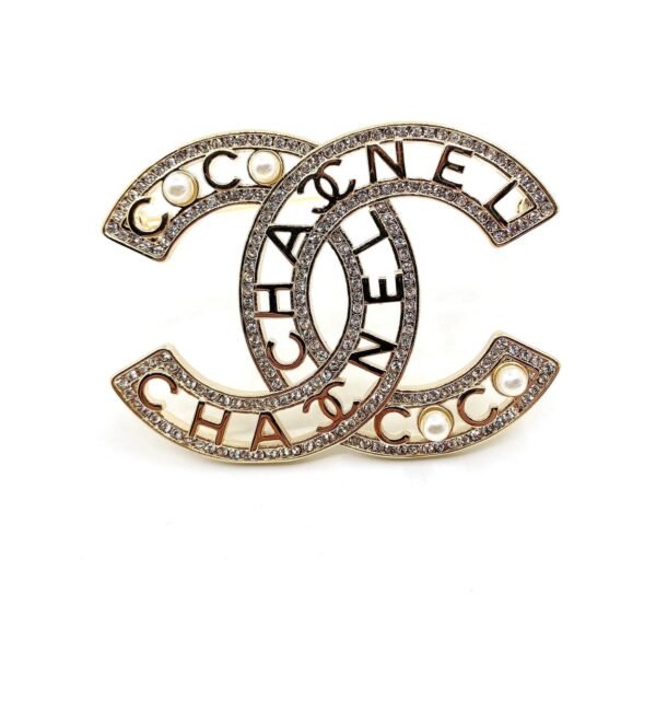 18K CC Script Diamonds Brooch