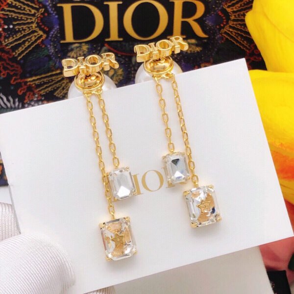18K CD Tassel Crystal Star Earrings