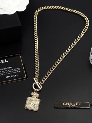 18K CC Diamond Perfume Bottle Pendant Necklace