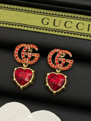 18K Double G Red Crystal Earrings
