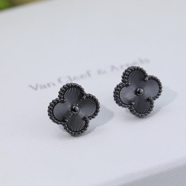 18K Vintage Alhambra Black Earrings