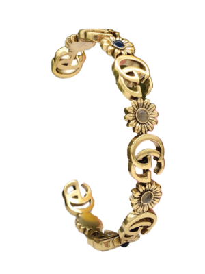 18K Double G Flowers Open Cuff Bracelet