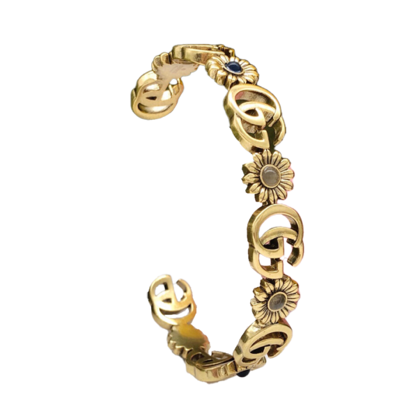 18K Double G Flowers Open Cuff Bracelet