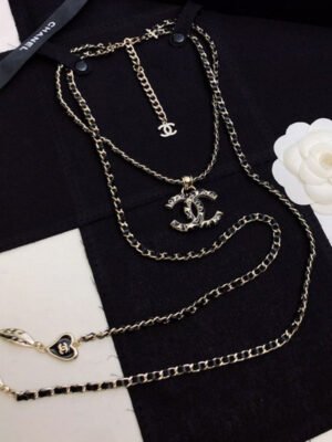 18K CC Long Leather Necklace