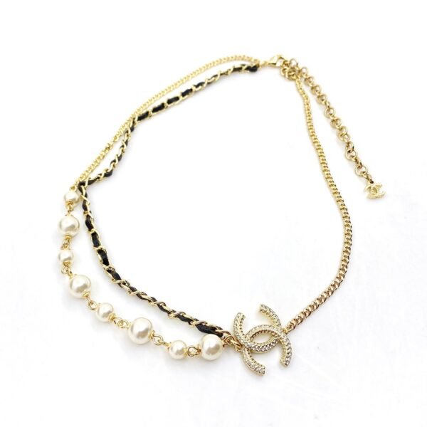 18K CC Pearls & Leather Necklace