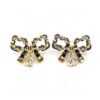 18K CC Bow Tie Strass Earrings