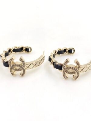 18K CC Black Open Earrings
