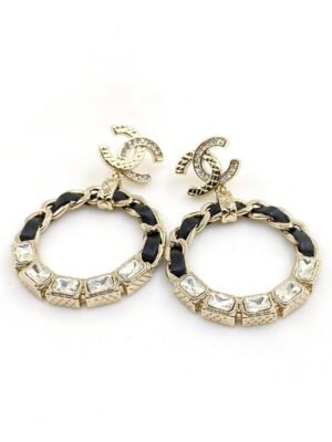 18K CC Round Crystals Earrings