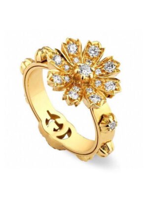 18K Double G Diamond Flower Ring