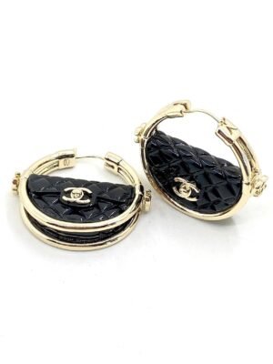 18K CC Black Bag Earrings