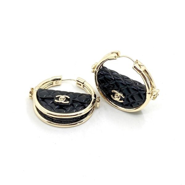 18K CC Black Bag Earrings