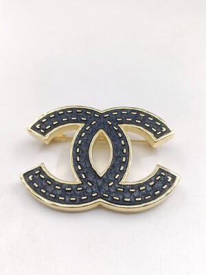 18K CC Black Brooch