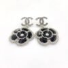 18K CC Black Pearl Camellia Earrings