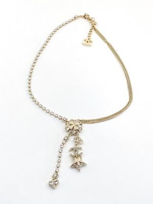18K CC Heart Crystals Chain Necklace