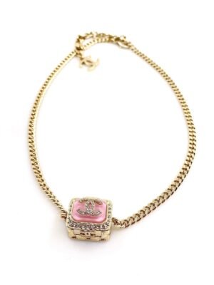 18K CC Pink Resin Chain Necklace