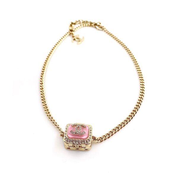 18K CC Pink Resin Chain Necklace