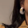 18K CC White Resin Earrings