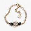 18K CC Black Crystals Chain Necklace
