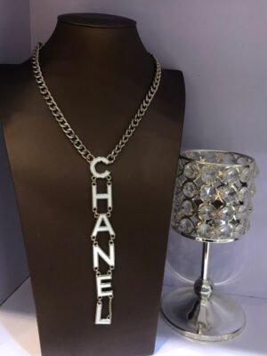 18K CC 22S Big White Logo Necklace