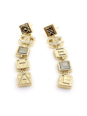 18K CC Crystals Long Earrings