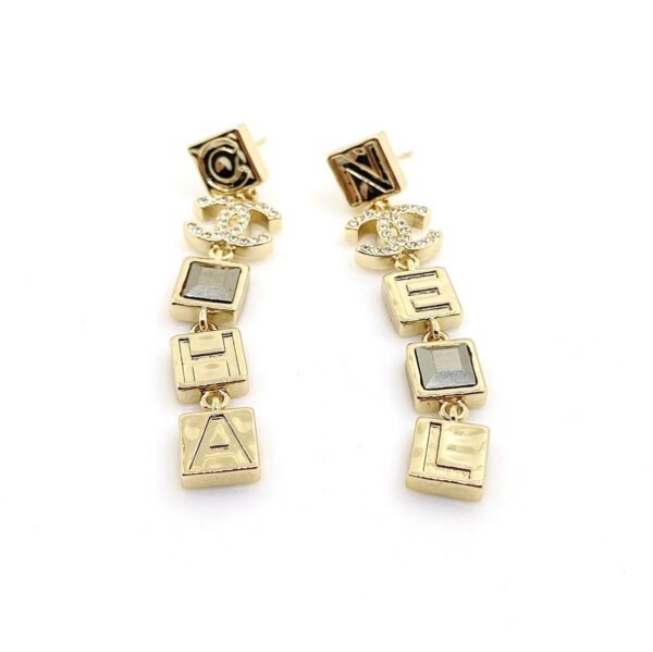 18K CC Crystals Long Earrings