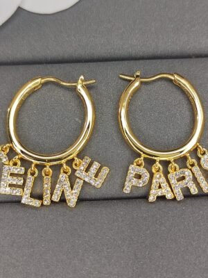 18K Triomphe Script Diamonds Earrings