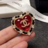 18K CC Red Crystal Heart Brooch