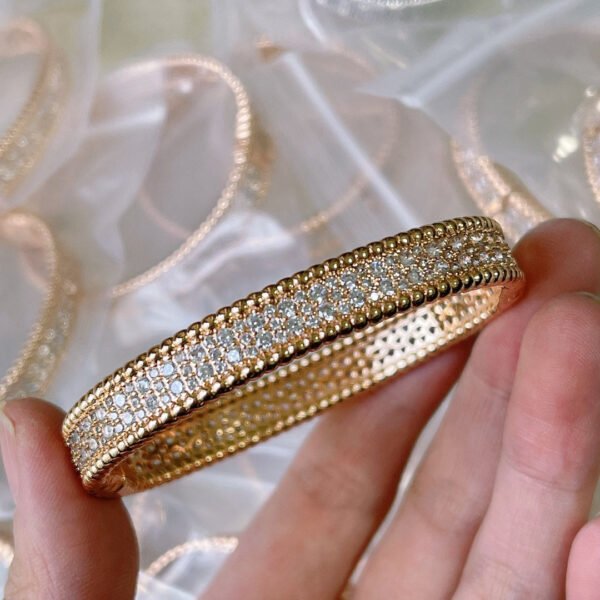 18K Rose Gold Perl¨¦e Diamonds Three Rows Bracelet