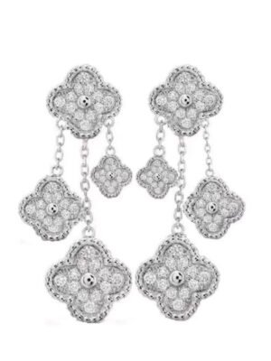 18K Magic Alhambra Four Diamonds Motifs Clover Earrings