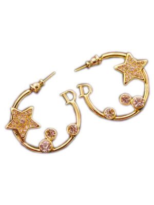 18K CD Star Pink Crystals Earrings
