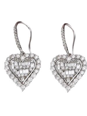 18K T Heart Diamonds Earrings