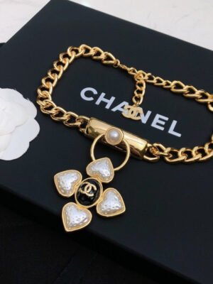 18K CC Pearl Choker Chain Necklace