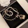 18K CC Pearl Leather Bag Pendant Necklace