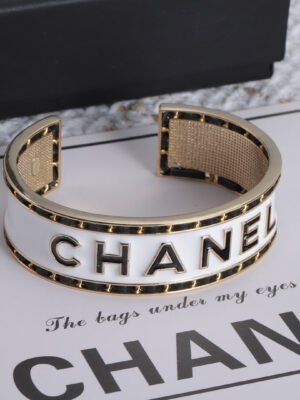 18K CC White Cuff Bracelet