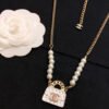 18K CC Pearls Bag Pendant Necklace