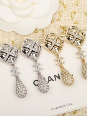 18K CC Cross Rhombus Earrings