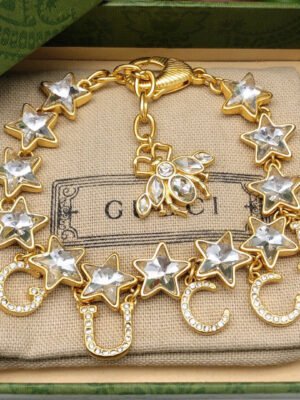 18K Double G Script Crystals Bracelet