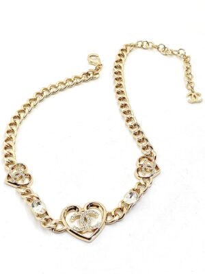 18K CC Heart Diamonds Chain Necklace