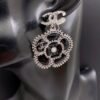 18K CC Black Pearl Camellia Earrings
