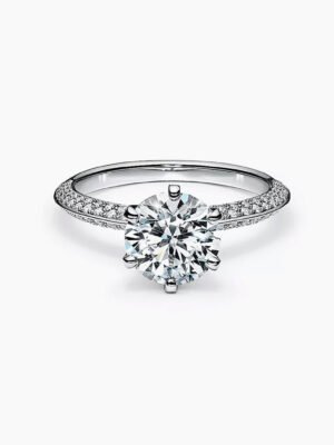 18K T Pav¨¦ Tiffany Setting Engagement Ring