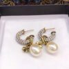 18K CD March Grass Pearl Crystals Earrings