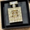 18K CC Perfume Bottle Crystals Brooch