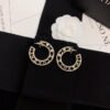 18K CC Circle Pearl Earrings