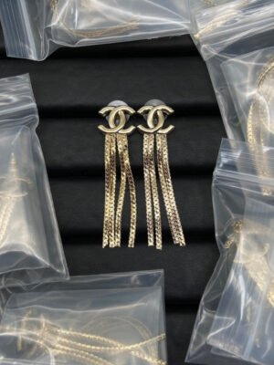18K CC 24B Long Tassel Earrings